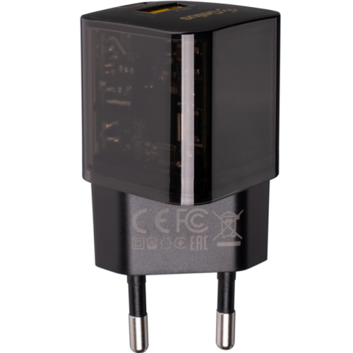 Сетевое зарядное устройство Gelius Genesis GP-HC055 USB+Type-C 30W GaN (Incredible series) Transparent Black